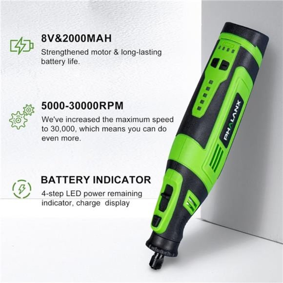 8V Cordless Rotary Tool Kit, 2.0 Ah Battery Rechargeable Rotary Tool with 73pcs - Picture 8 of 8